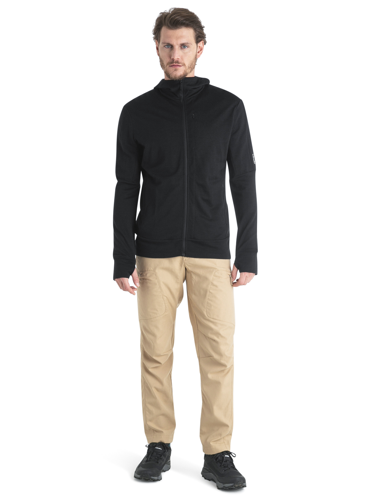 Husky-Onlinestore-Icebreaker-Men-Merino-260-Quantum-LS-Zip-Hoodie-IBBA56W2001-Black-Model-Fernansicht