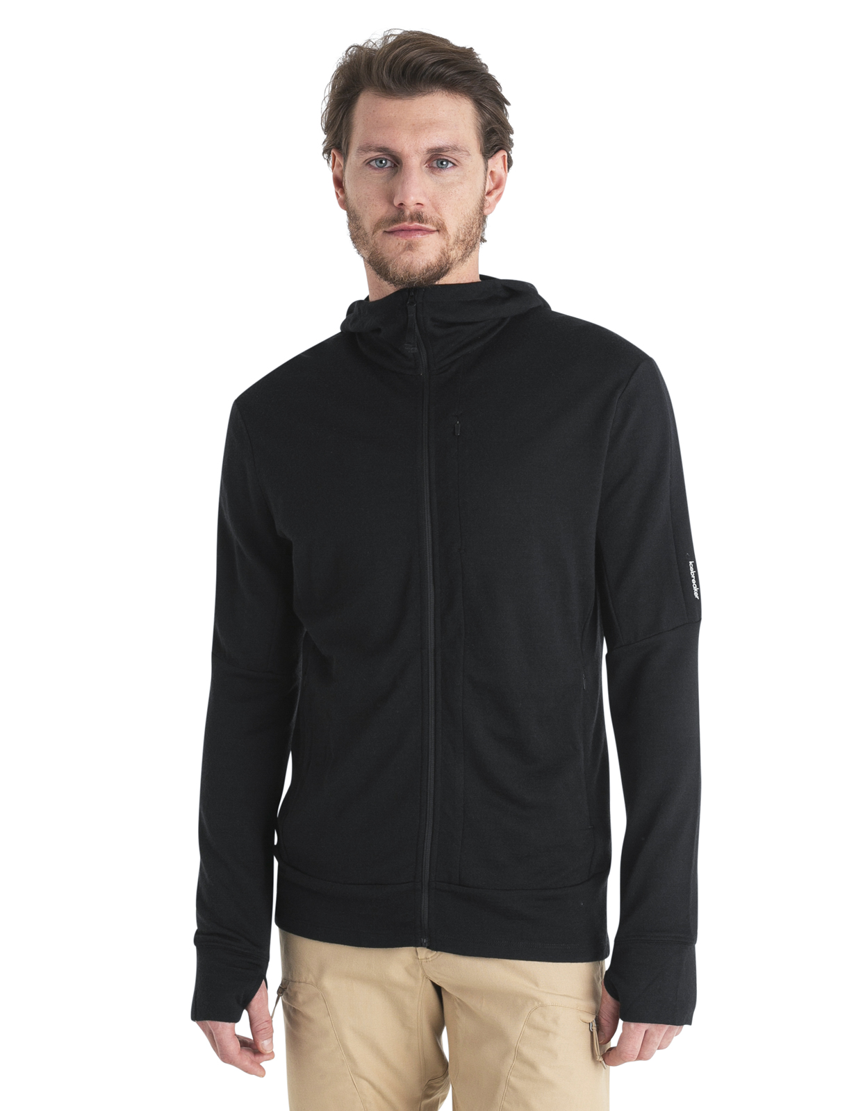 Husky-Onlinestore-Icebreaker-Men-Merino-260-Quantum-LS-Zip-Hoodie-IBBA56W2001-Black-Model-Frontansicht