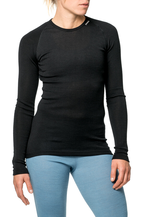 Woolpower LITE Crewneck Black Vorderansicht